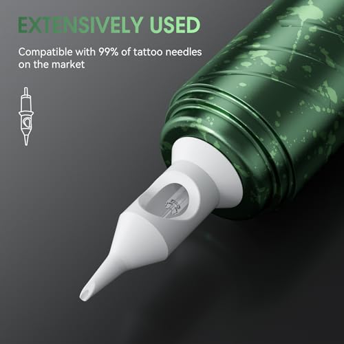 Tattoo Kit - 1600mAh Tattoo Machine Pen with 10 Cartridge Needles, Transfer Paper, and 60ml Transfer Gel for Beginners EF-TK-P753KITB-10