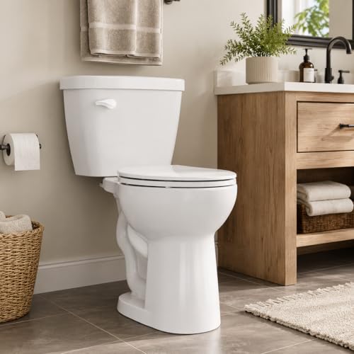 Toilet Two-Piece Elongated, 1.28 GPF Powerful Single Flush, Soft Close Seat, Universal Comfort Height 17.17", Easy Installation, Modern Bathroom Toilet, Water Saving, Standard Size, cUPC Certified