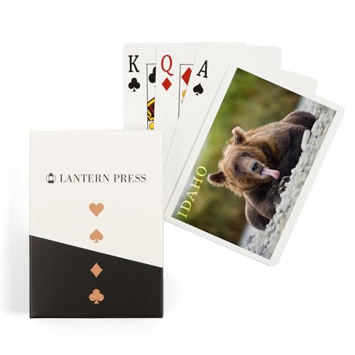 Lantern Press Idaho, naipes póker con diseño oso