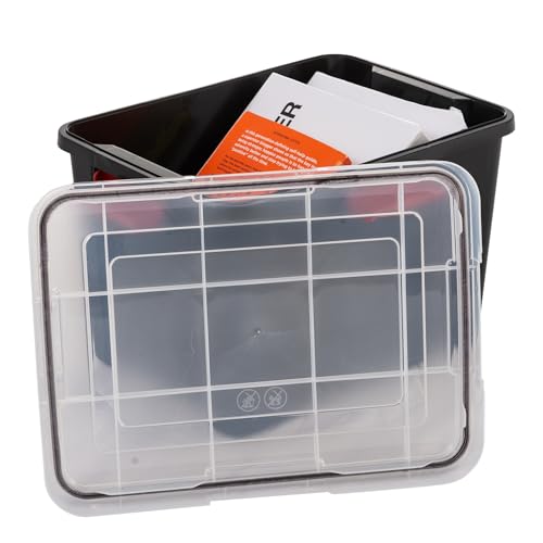 Iris Ohyama Luftdichte Kunststoff-Aufbewahrungsboxen mit Deckels, 20L, 3er-Set, Schwarz, Hermetischer wasserdichter Verschluss, Robuste Schnappverschlüsse, Stapelbar, Staubschutz, BPA-frei, DDAT-SD