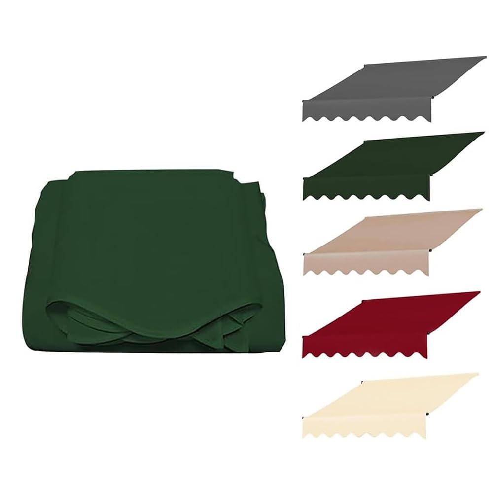 GJZQDKX Retractable Replacement Canopy Waterproof UV Protection Green 13x10ft Polyester Fabric for Awnings Windows and Doors - Outdoor Shade Cover