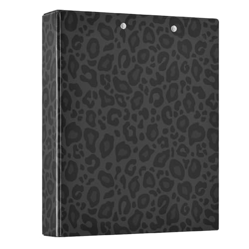 Black Cheetah Round Ring Binders 1.5 Inch Leopard 3 Ring Clipboard Binder for Office School Work Supplies File Folder 200 Sheet Capacity