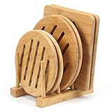 Bamboo Trivet Kitchen Natural Bamboo Trivet Mat Set Heat Resistant Pads Bamboo Hot Pads Trivet...