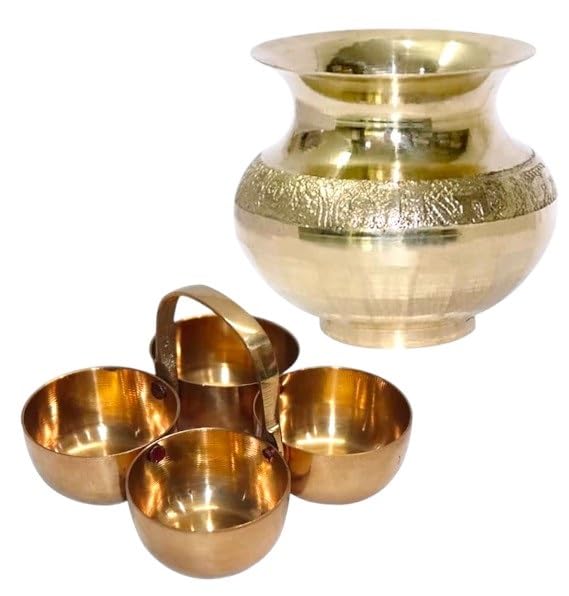 BRACOP Pot à Eau Artisanale en Métal Kalash Idéal pour Décoration Pooja