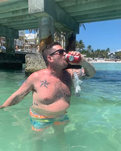 Chill-N-Reel - Fishing Can Cooler With Attached Hand Line Reel | As Seen On Shark Tank | Fits 12Oz Beer & Soda Drink Insulator Sleeve Or Coozie | Fun Fishing Gift (Crimson) #TOP2