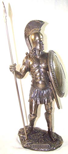 Greek Spartan Warrior With Spear And Hoplite Shield, Bronze Finish #TOP7