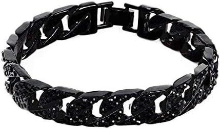 Charles Raymond Black Ice Bling with Blood Red Hour, Minute and Second Hands - Strength on Blast Oblong Designer Timepiece - 8475BC Cuban (ST10325BR Blood Black Panther)