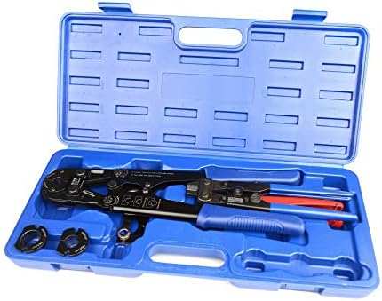 iCrimp F1807 PEX Crimper, Copper Pipe Crimping Tool Kit with 3/8'', 1/2'', 3/4'', 1'' Quick Change Jaws, PEX Tubing Cutter, Go/No-Go Gauge, Copper Ring PEX Removal Tool Included