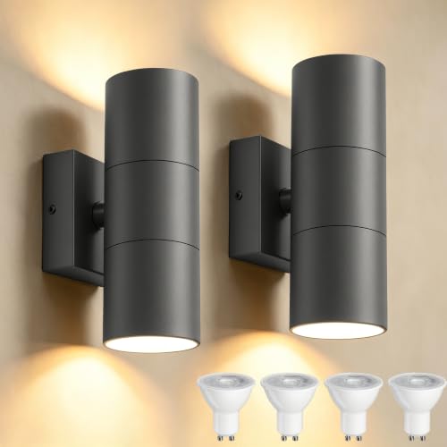 Image of YOVGQOLV Outdoor Wall Lights Mains Powered, IP65 Bulbs Included, Anthracite