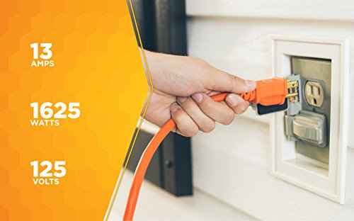 Coleman Cable Southwire 2308Sw8803 Vinyl Outdoor Extension Cord In Orange With 3-Prong Plug (50 Feet, 16/3 Gauge) #TOP2