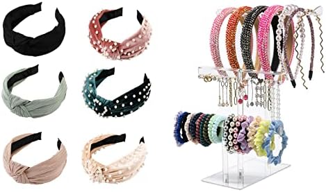 LOVNFC Womens Headbands, 6Pcs Knotted Head Bands No Slip Headband Organizer Acrylic Clear Hairband Hair Hoop earrings Display Stand