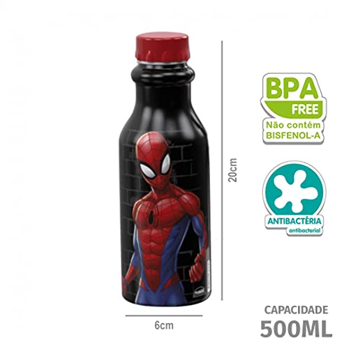 Kit Lancheira Escolar Infantil com Porta sanduiche e Garrafinha para Suco COR:Homem Aranha