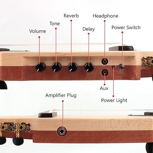 Image of Fojill Electric Classical Guitar Classic Nylon String Travel Portable Foldable Fold Flding collapsible Silent Mahogany Body Maple Neck Rosewood Fretboard With Gig Bag