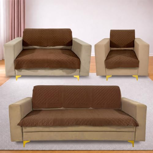 Image of Homerz Premium Petal Charm Sofa Cover | Embossed Floral Pattern | Soft Touch, Anti-Dust & Easy Wash Fabric Cloth, Washable and Durable (Rust, 6(3+2+1) Seater, Seat Cover with Backrest)