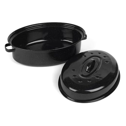 Salter Zelfbedruipende Braadslede – 38cm Verglaasd Emaillen Gecoate Stalen Braadslede Met Deksel, Ovale Schotel, PFAS-Vrij, Vaatwasserbestendig, Ovenbestendig tot 230°C, Zwart