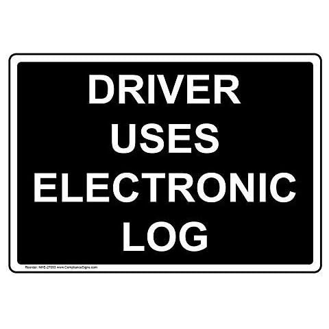 ComplianceSigns.com Driver Uses Electronic Log Label Decal, 5x3.5 inch 4-Pack Vinyl for Transportation Cover