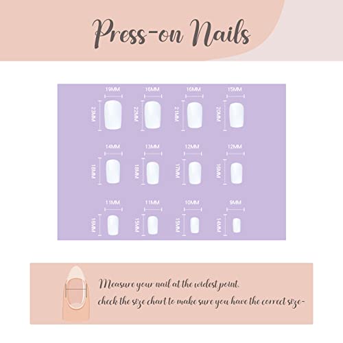 Babalal Square Press On Nails Medium French Tip Fake Nails With Nail Guel White French Glossy Glue On Nails 24Pcs Squoval Acrylic Nails With Pearl Designs Full Cover False Nails #TOP5