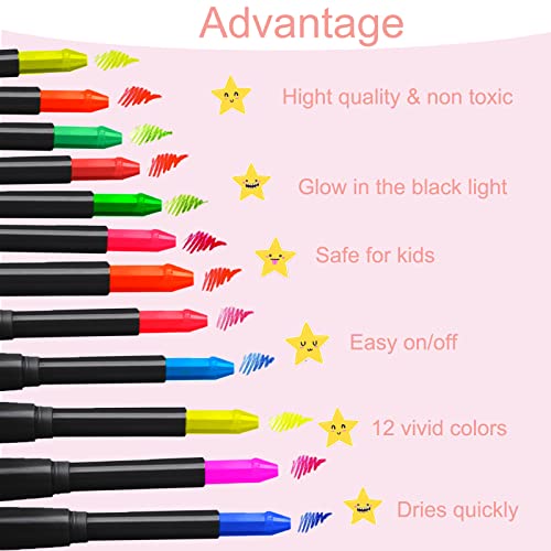 Moonear FACE PAINT CRAYONS 01 12 Colors Glow Face Body Paint, Uv Crayons Makeup Glow In The Black Light Body Paints thumb #2