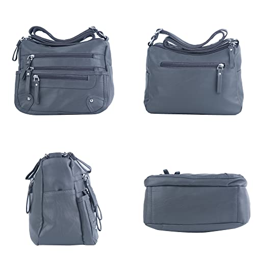 Image of ELDA 10 Pockets Crossbody Purses for Women Medium Pocketbooks Lightweight Ladies Satchel Bag Multi Pocket Shoulder Handbag