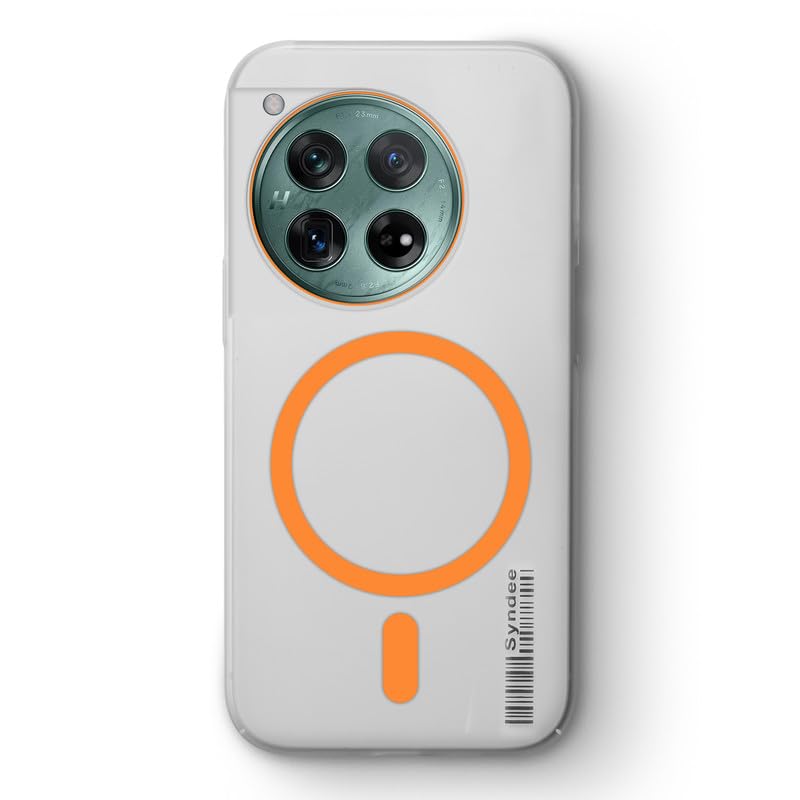Image of Mr. Case Back Cover for OnePlus 12 5G Elegant Frosted White Translucent Back Only Compatible with Wireless Magnetic Accessories | Anti-Scratch Shockproof Phone Case - Orange