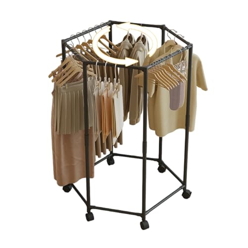 Tyinerc Soporte de secado de ropa, soporte hexagonal para guardar la ropa - orden y almacenamiento para toallas, mantas, abrigos, ropa, balcón, dormitorio, sala de estar