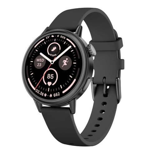 TOOBUR Reloj Inteligente Hombre Mujer Pequeño, Pantalla AMOLED de 37mm, Reloj Deportivo con Contador de Pasos y Calorías, Smartwatch con Llamadas, Compatible Android y iOS Phones, Negro
