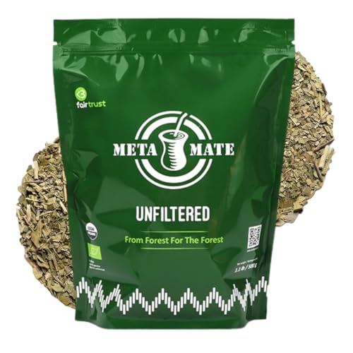 Meta Mate Unfiltered Bio Mate Tee 500 g | Ideal für Einsteiger | Sanfter Bio Yerba Mate mit bestem Preis-Leistungs-Verhältnis | Limitierte Edition | Handgemacht in Brasilien