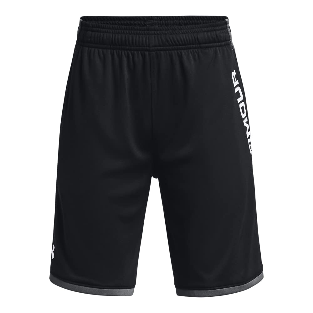 Under Armour Boys' Stunt 3.0 Printed Shorts , Black (004)/Mod Gray , Youth Large
