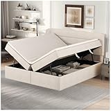 Wyibwy Cama de matrimonio acolchada, color beige