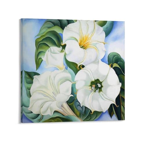 Tableau abstrait sur toile Georgia O'Keeffe motif lys en peinture 70x70 cm