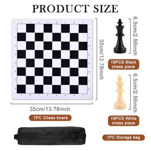 Set portátil de ajedrez y damas con tablero enrollable 35cm miniatura 3