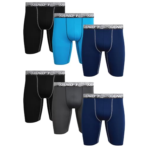 AND1 Mens Boxer Briefs - 6 Pack Platinum Performance Long Leg Boxer Briefs with Pouch - Boxers for Men, 9" Inseam (S-3XL)