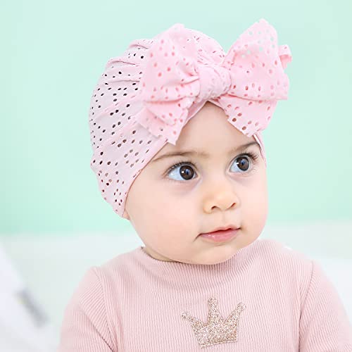 Cinaci 6 Pack Breathable Soft Big Bow Turban Hats Beanie Caps Headwraps For Baby Girls Infants Toddlers Kids #TOP1