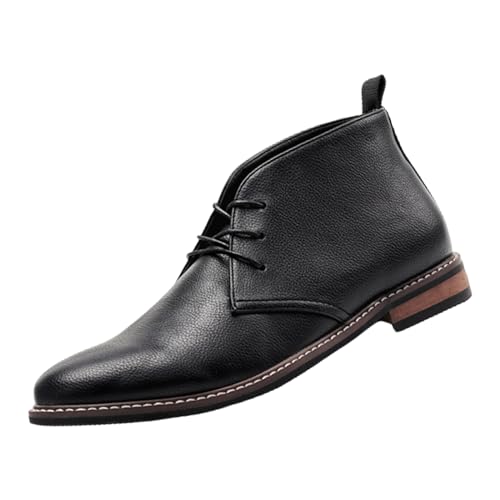AMAZIDEAL Men's Leather Lace-up Chukka Ankle Boots,Classic Round Toe Casual Oxford Dress Boots,Comfortable Non-slip Retro Desert Booties