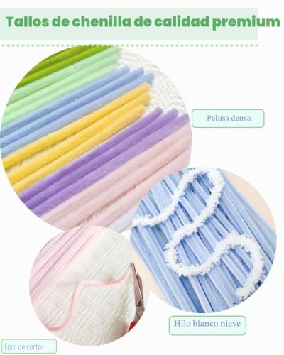 Miniatura 6 de Yyueng Tak 350 Piezas Limpiapipas Manualidades Macarons,Set De Limpiapipas Flores, Con Instrucciones Y Varios Accesorios, Para Regalos Artesanales Y Decoración Del Hogar,Pipe Cleaner Flower Kit