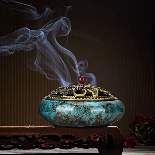 Nuseiis Lotus Incense Holder For Sticks Or Coil Incense, Large Incense Cones Burner For Sage, Frankincense And Palo Santo (Big Fambe Blue) #TOP4