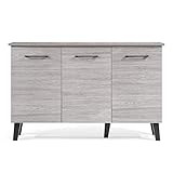 Emilia Side Board Cabinet | Scandinavian, Danish, Mid Century Modern Design | Perfect for Entryway, Dining or Living Room | Grey Oak in Color
