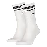 Puma Crew Heritage Stripe 2P, Calcetines unisex, Blanco, 39-42