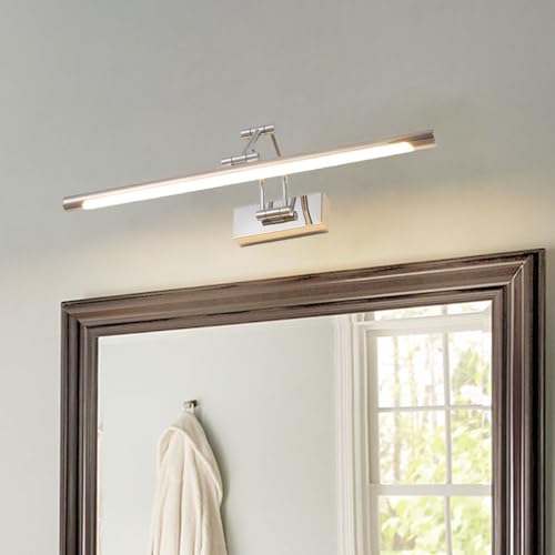 Espejo de baño aplique LED ajustable de metal plateado 43cm