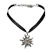 Alpenflüstern Bavarian Rhinestone Edelweiss Satin Necklace (Black) - Traditional German Dirndl, Lederhose Jewelry
