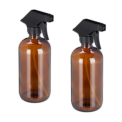 Relaxdays Sprühflasche Glas, 2x 500 ml, Set, nachfüllbar, Nebel & Strahl, Haarpflege, Reinigung, Zerstäuber, leer, braun