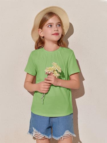 Image of Haloumoning Girls Pleated T Shirts Kids Summer Short Sleeve Fashion Tops Tees 5-14 Years