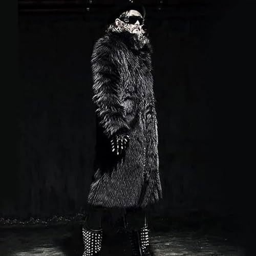 Men Mid Long Open Front Faux Mink Coat Single Breasted Notched Lapel Jacket Winter Classy Cozy Warm Outerwear4