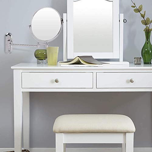 Dproptel 8 Inch Wall Mounted Shaving Mirror Extending Folding Double Side Cosmetic Make up 5xMagnification Bathroom Makeup Mirror