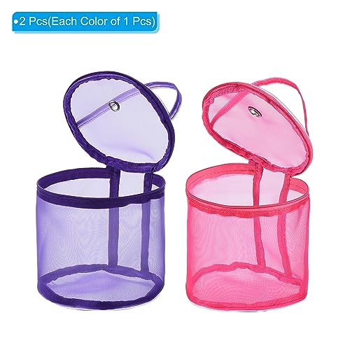 Image of PATIKIL Yarn Storage Bag, 2 Pack Portable Crochet Knitting Bag Case Skein Ball Holder Mesh Organizer Crocheting Tote for Sewing Craft Projects, Purple Red