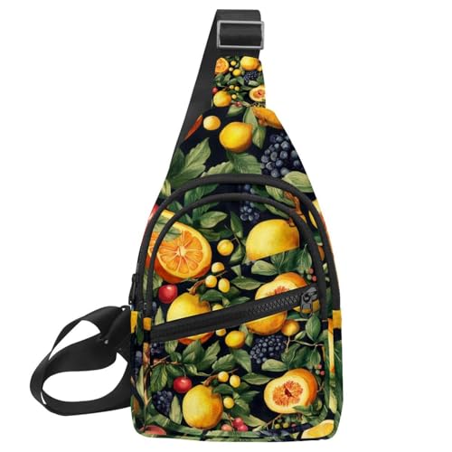 Mochila cruzada con correa ajustable Leaves Fruits para deporte y viaje