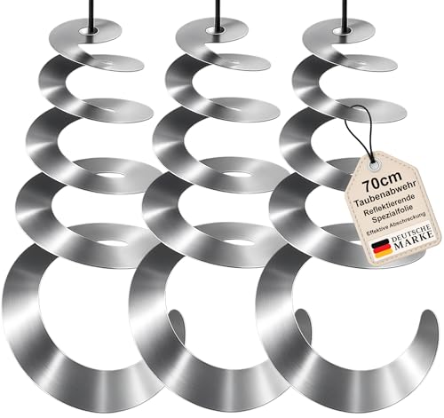 My-goodbuy24 Effektive Vogelabwehr zur Abschreckung - 3er Set - Reflektierende Vogelschreck Windspirale Taubenabwehr Windspiel Balkon Vogelschutz Taubenschreck 70cm