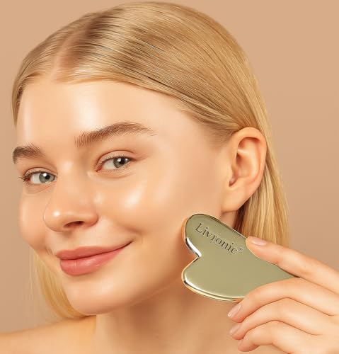 Image of Livronic Kansa Face gua sha (Bronze Gua sha Tool) |Removes Face Fat & Double Chin | Reduces Puffiness | Uplifts & Tightens Skin | Adds Glow and Brightness |100% Pure Kansa (Pack of 1)