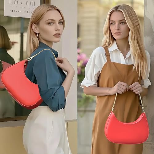 Image of Shoulder Bag for Women PU Leather Crossbody Bags Clutch Purse with Adjustable Strap Crescent Women's Hobo Handbag with Zipper