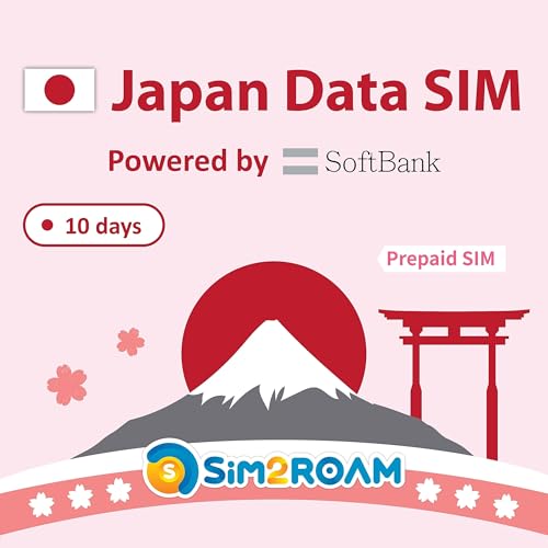 Données japonaises Uniquement Carte SIM 10 Jours | 1 Go/Jour avec données Haute Vitesse 4G LTE | Propulsé par Softbank | Aucun numéro de...
